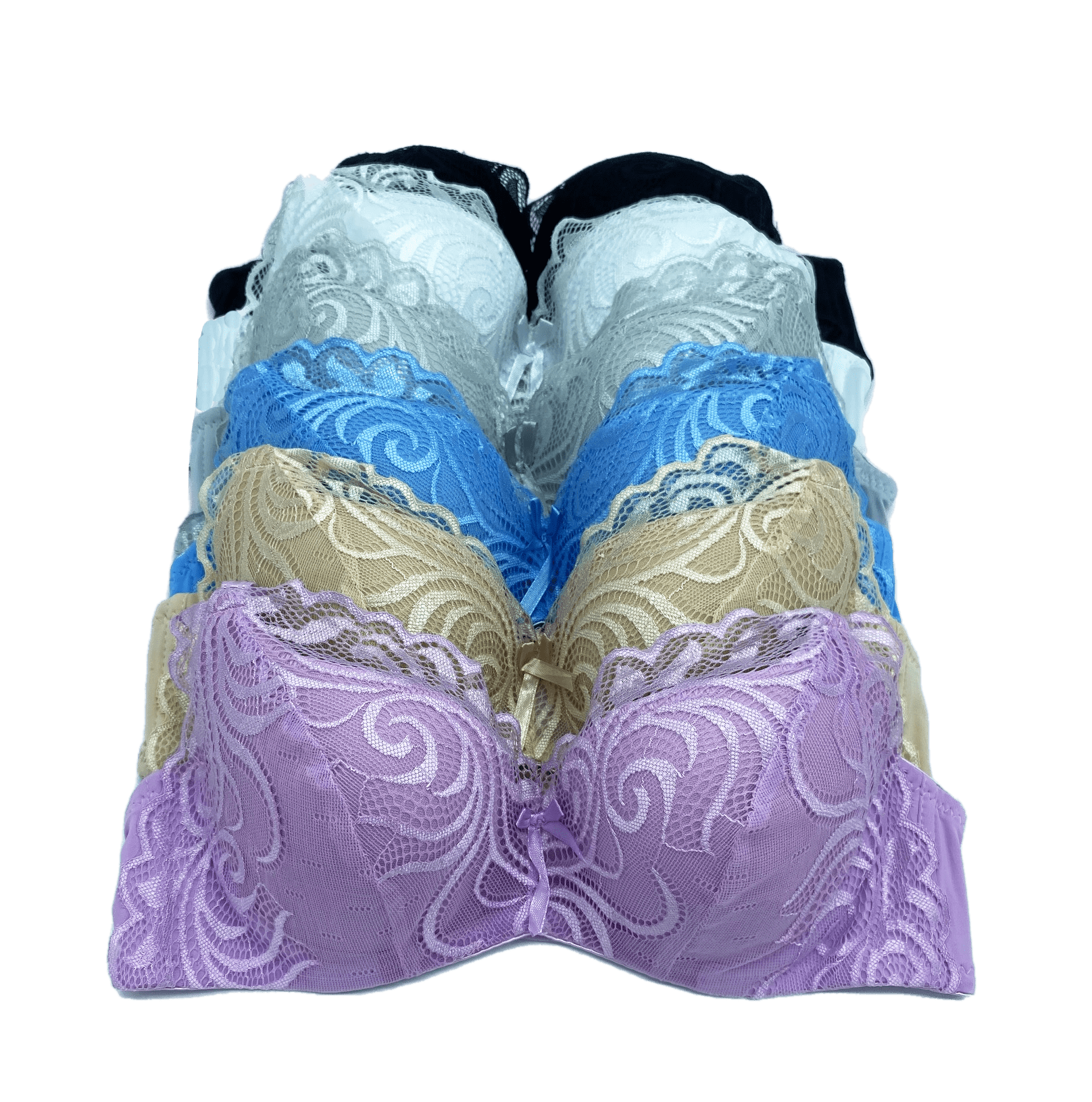 6 pieces of Pushup Underwired Lace Lady's Gentle Push Up Bra A B C Cup 34C  (83301-52R3-56LE2) 