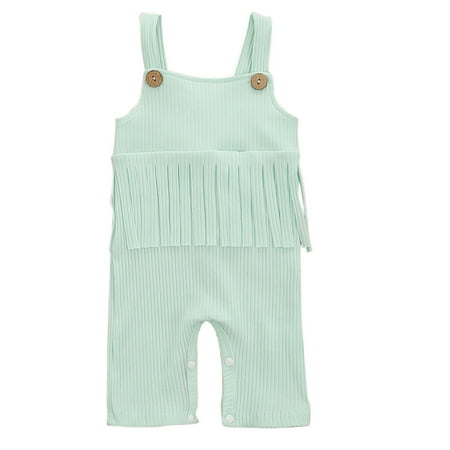 

Infant Girls Bodysuits Tassels Ribbed Suspenders Baby Clothes Newborn Kids Children Loose Fashion Outwear Leisure Spring Summer Rompers Jumpsuits