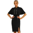 thumbnail image 1 of Vestidos Elegantes de Negocios para Mujer con Doble Botonadura de Dos Piezas Conjuntos de Capa y Vestido Negro M, 1 of 6