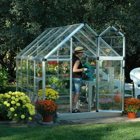 Palram Snap &amp; Grow 6' x 8' Hobby Greenhouse, Silver 