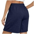 thumbnail image 4 of Lovskoo Shorts for Women Solid Color Casual Summer Loose Sports Half Knit Shorts Navy, 4 of 8