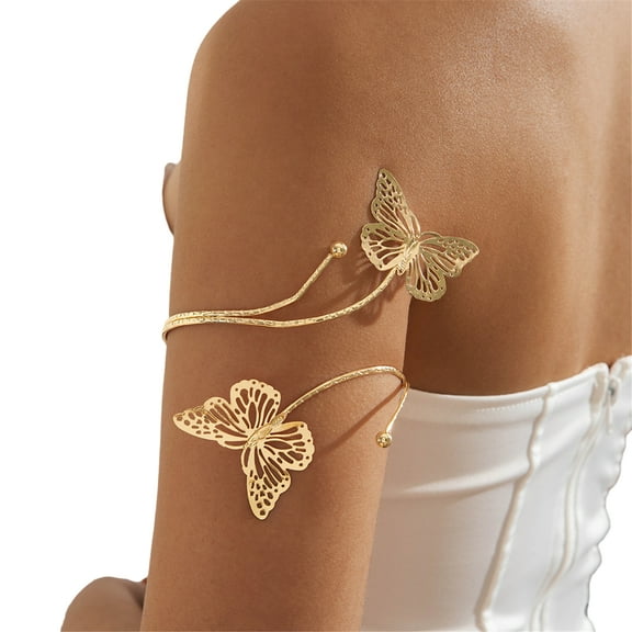 Edgy Geometric Adjustable Punk Gold Iron Arm Jewelry For Women