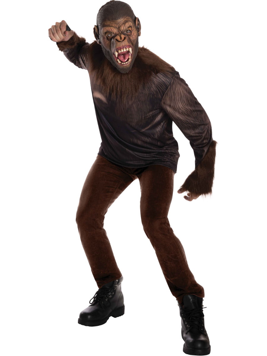 Chimp Mask Monkey Chimpanzee Arms Hands Planet Apes Animal Fancy Dress Costume 