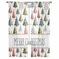 thumbnail image 2 of Christmas Semi Sheer Curtains 72 Inch Length 2 Panels Set, Winter Watercolor Xmas Pine Trees Sheer Kitchen Curtain Privacy Voile Window Curtain for Living Room Bedroom Rod Pocket Drapes, 2 of 7