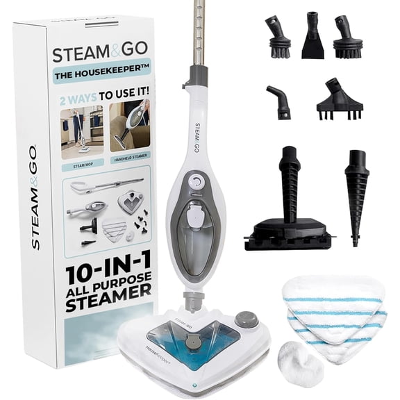 Steam & Go 10-in-1 Steam Cleaner with Detachable Base Steamer Mop Floor Cleaner
