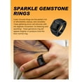 thumbnail image 2 of Bestyle Stainless Steel Band Ring Mens Big Black Onyx Signet Ring Vintage Cocktail Thumb Ring Birthday Christmas Gift for Him Size 7-14, 2 of 8