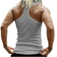 thumbnail image 7 of Sakmal Tank Tops Men Gray Crew Neck Gray Breathable Camisole Muscle Solid Workout Tunic Tops, 7 of 7