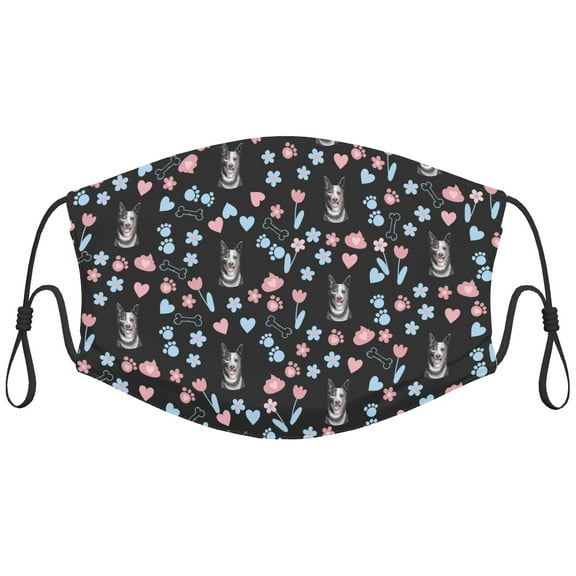 Cute Australian Cattle Dog Graphic Printed Cloth Face Masks Reusable Washable Adjustable for Adults (10 PCS)
