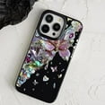 thumbnail image 3 of Designed for iPhone Case,Luxury Glitter Bling Rhinostone Butterfly Pattern Silicone Shockproof Cover Phone Case (iPhone 13 Pro,Black), 3 of 4