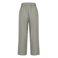 thumbnail image 5 of VEKDONE Summer Linen Straight Trousers for Women High Elastic Waist Ankle Pants Loose Fit Plus Size Lounge Pant with Pockets Solid Color Lightweight Long Pants ZC Gray Large, 5 of 7