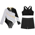 thumbnail image 4 of TiaoBug Kids Girls Long Sleeve Gymnastics Leotard Vest with Athletic Shorts Ballet Unitard Dancewear White 16, 4 of 5