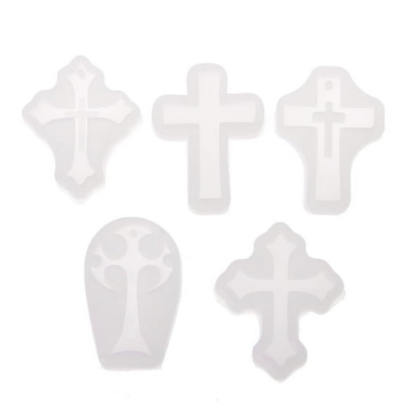 Silicone Cross Necklace Mold - Jewelry Casting Resin Craft Supplies, 5 Pieces
