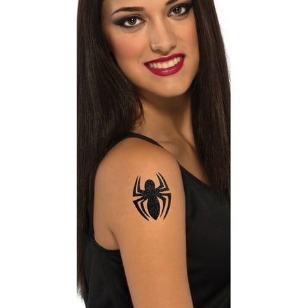 Girls Spider Girl Stick On Glitter Spider Tattoo Costume Accessory