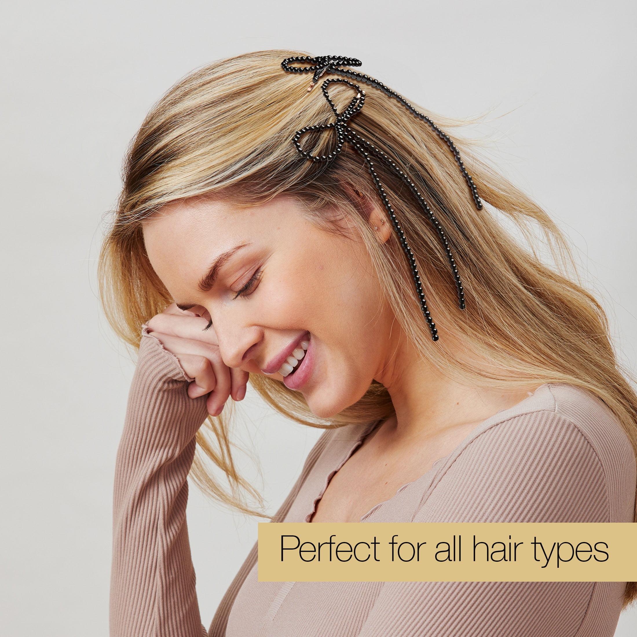 Scunci x Kelsey Anderson Beaded Bow Bobby Pins, Black, 2 count