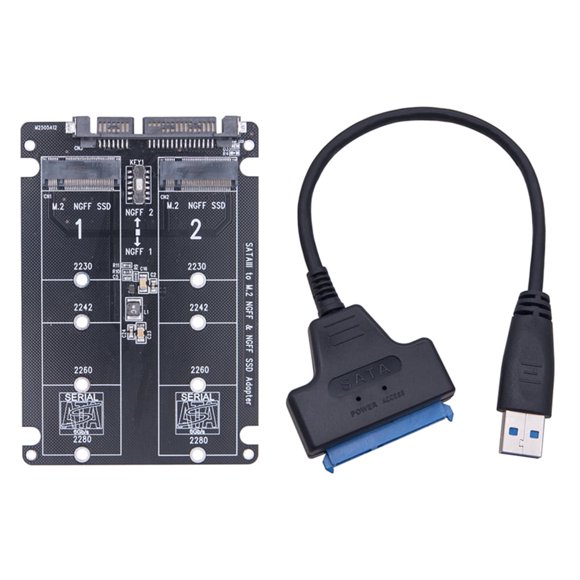 M.2 NGFF SSD to SATA 3.0 Adapter Card with USB Converter (Card and Cable)