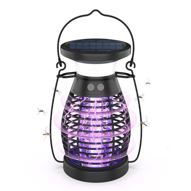 Exterminador de insectos solar para interiores y exteriores, linterna portátil para acampar, luz de emergencia, exterminador de mosquitos eléctrico, trampa atrayente de plagas de moscas de i
