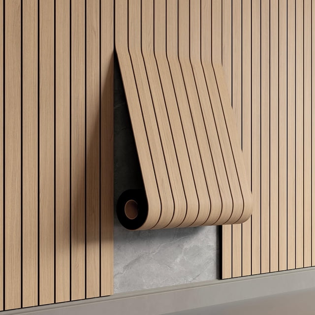 Panel de pared YU LI 3DH 600 x 40 cm autoadhesivo efecto roble PVC