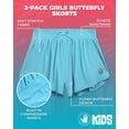thumbnail image 2 of Body Glove Girls Shorts Lightweight Butterfly Shorts for Girls Soft Stretch Flowy Skort 2 Pack, 2 of 7