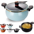 thumbnail image 1 of Multifunctional Large Capacity Non-stick Pressure Cooker, 8QT Micro Pressure Cooker Fast Cooking Cookware, Push-Pull Latch Opening/Closing, Rapid Heat Conduction, for All Stovetop (Blue), 1 of 8