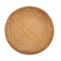EXHUMKY Round Bamboo Serving Tray Light Brown Woven Tray for Fruit Bread and Snacks