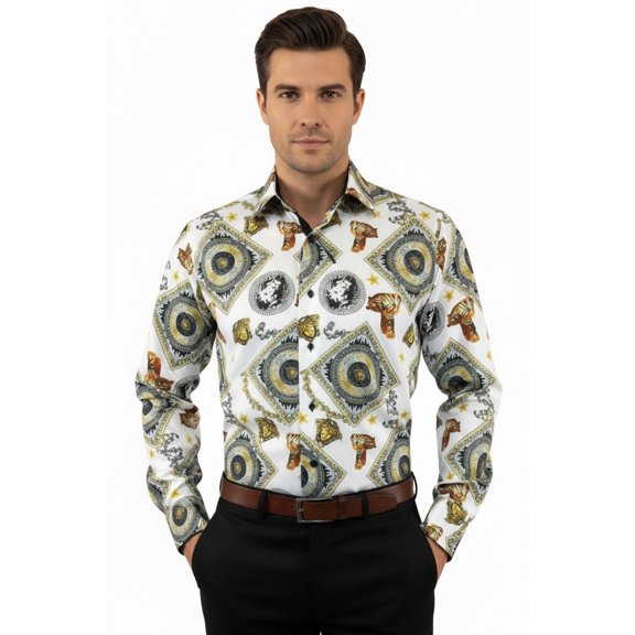 Mens Sports Dress Shirts By AXXESS From Turkey 100% Egyptian Cotton 622-12 White