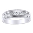 thumbnail image 2 of AFFY Father's Day Gift 1.01 Carat (Cttw) Round Shape White Natural Diamond Miligrain Men's Wedding Band Ring In 14k Solid White Gold Ring Size-10, 2 of 2