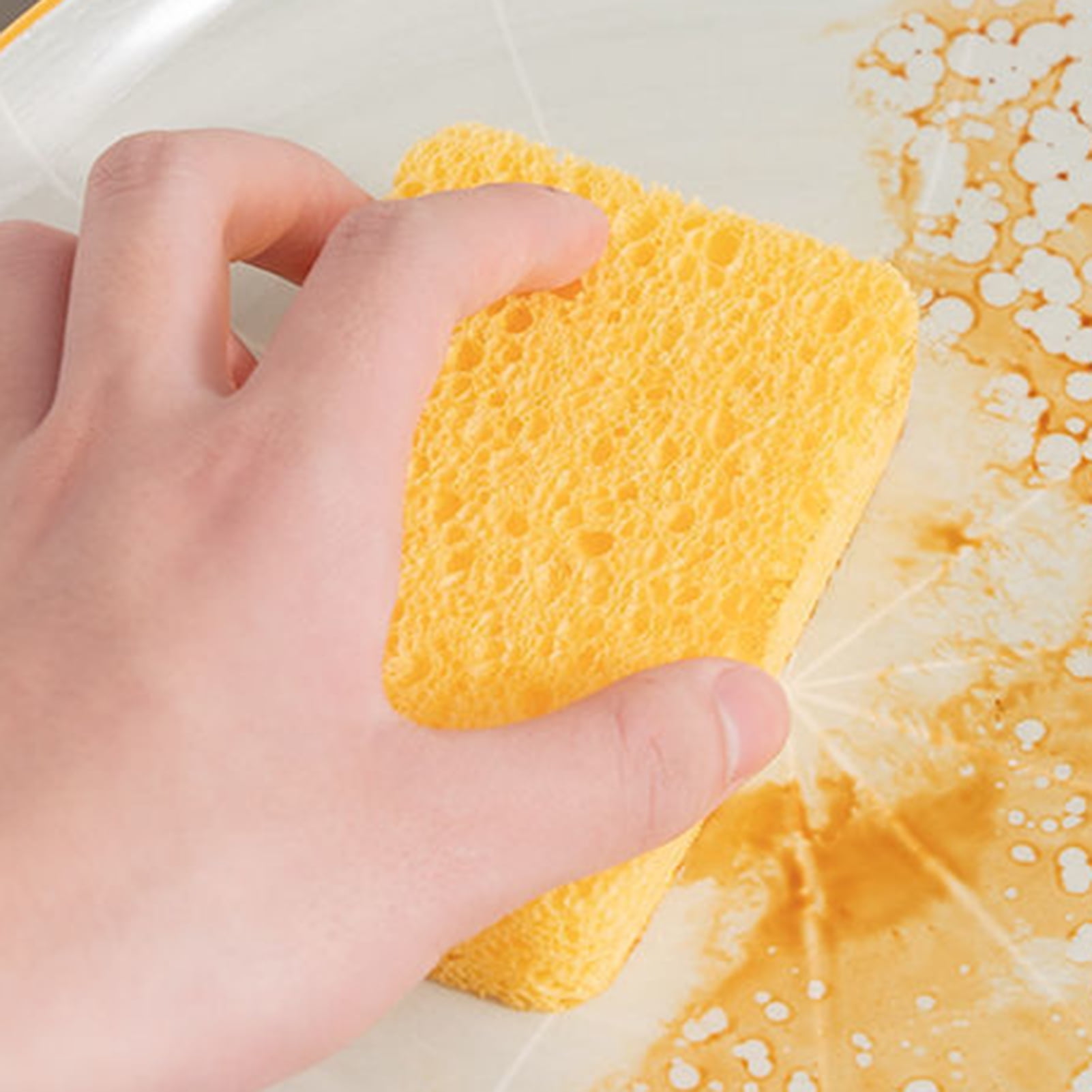 Fikoksol 4pcs Damp Dusting Sponge Yellow, Household Clean Sponges