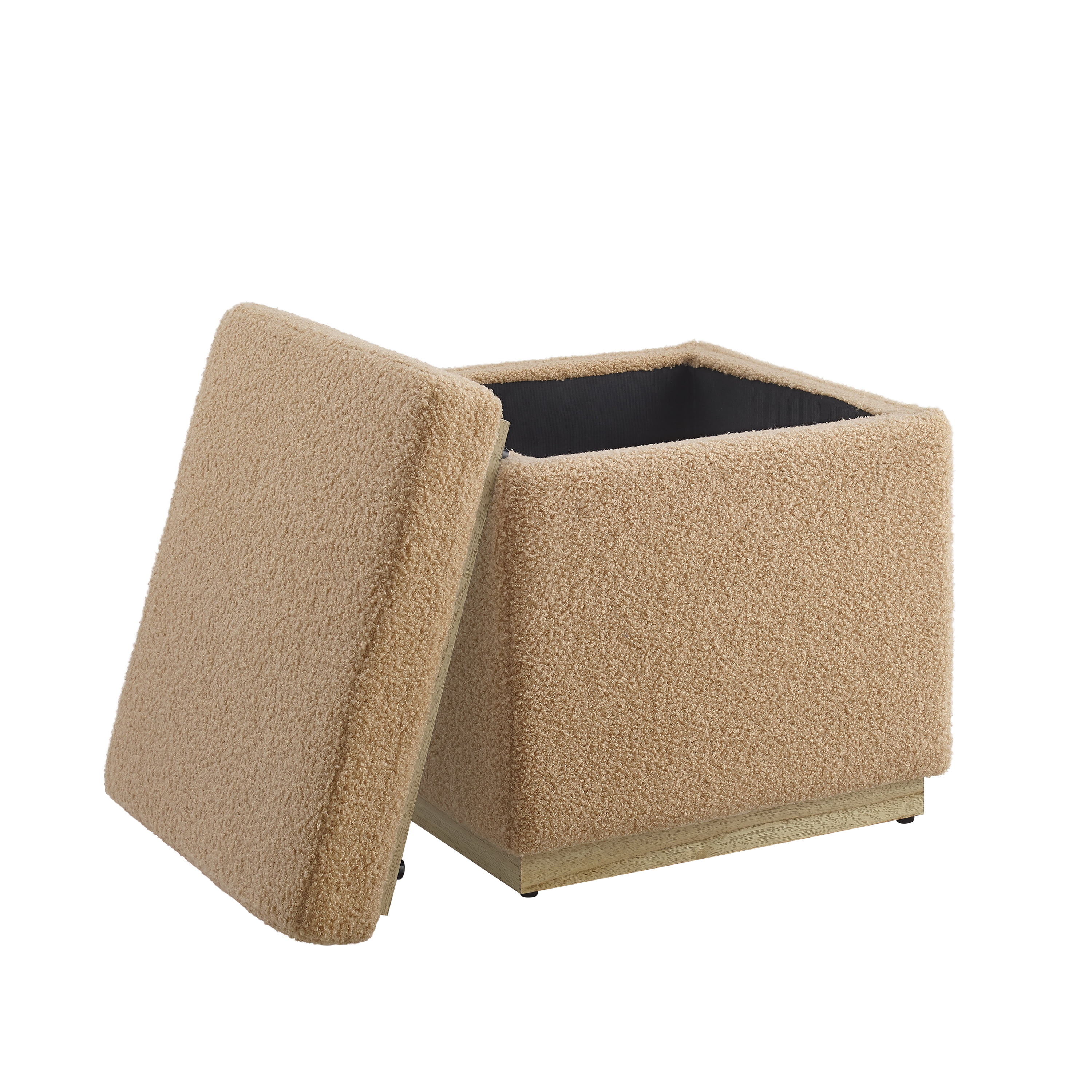 Linon Elta Square Storage Ottoman, Tan Sherpa