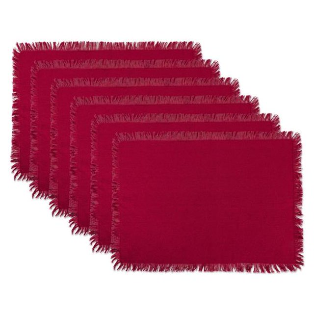 Design Imports CAMZ37575 13 x 19 Po Set de Table à Franges Lourd - Lot de 6