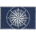 thumbnail image 1 of Trans-Ocean Imports FTPD8144733 8 ft. Round Liora Manne Frontporch Compass Indoor & Outdoor Rug, Navy, 1 of 1