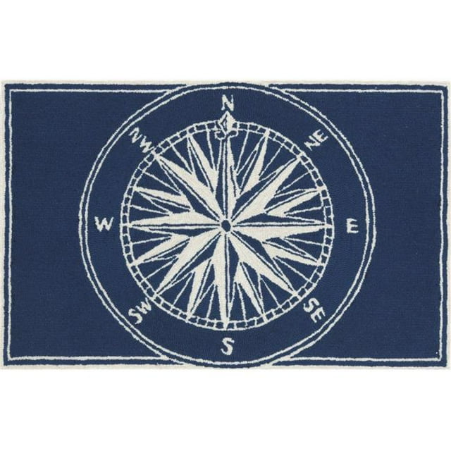 Trans-Ocean Imports FTPD8144733 8 ft. Round Liora Manne Frontporch Compass Indoor & Outdoor Rug, Navy