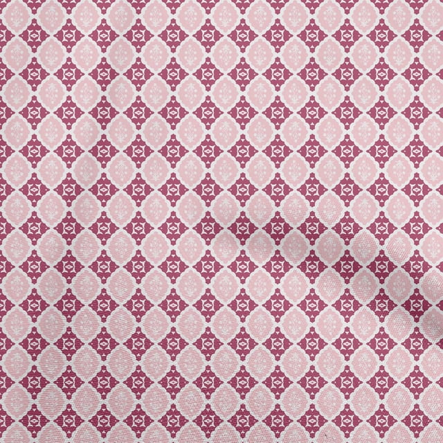 oneOone Cotton Poplin Magenta Fabric Asian Block Print Sewing Material Print Fabric By The Yard 42 Inch Wide