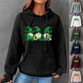thumbnail image 5 of Women's Waffle Sweatshirts St. Patrick's Day Letter Graphic Print Drawstring Casual Loose Pullover Hoodies with Pockets(Army Green,L), 5 of 5