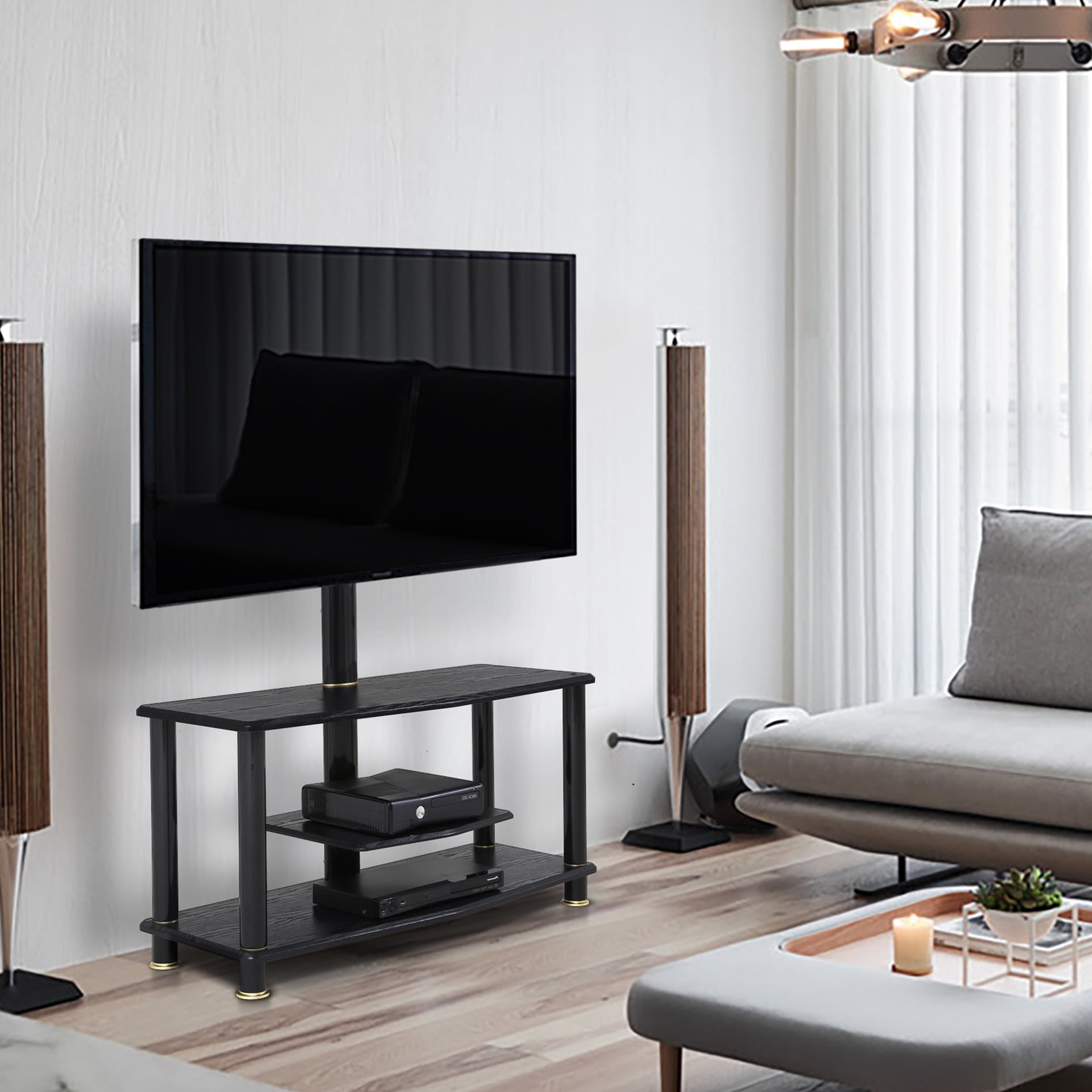 FITUEYES 3Tiers Floor TV Stand with Swivel Mount for 32 to 70 inch