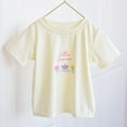 thumbnail image 5 of Ketyyh-chn99 Girls Short Sleeve T Shirts 4Th of July Outfits for Teen Girl Puff Sleeve USA Shirt Baggy Crew Neck Summer Striped Top Size for 4-5 Years,Beige, 5 of 5