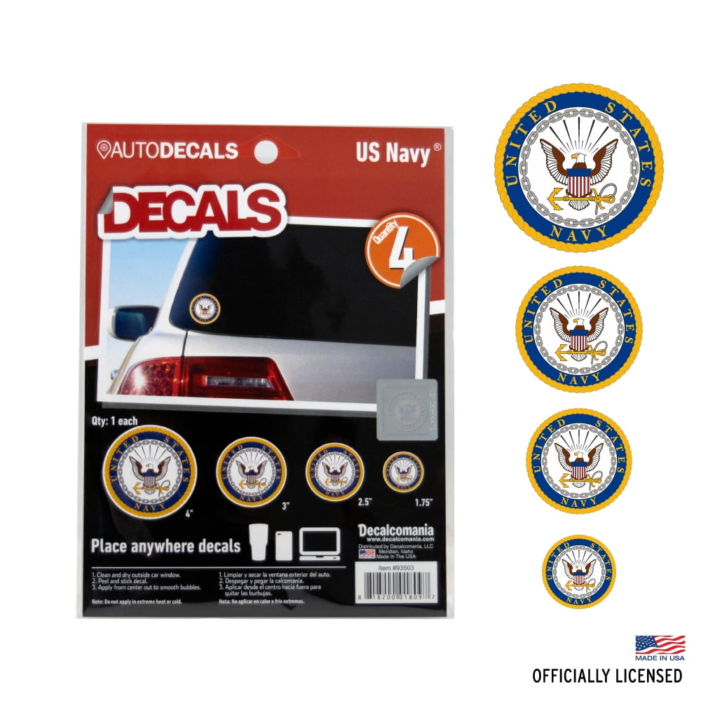 Officially Licensed U.S. Navy Decals 4 Piece US Military Stickers for
