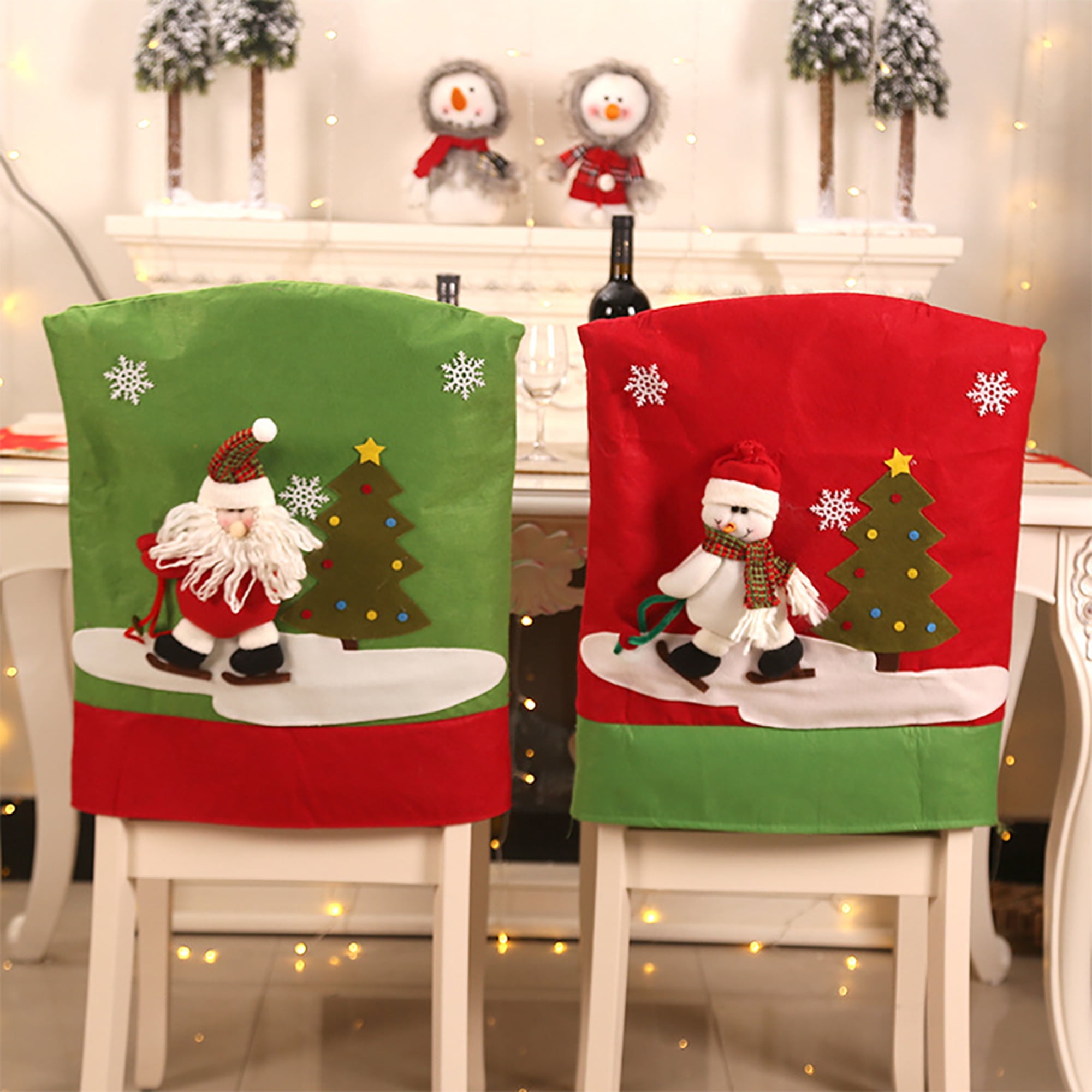 Details about   3D Christmas Chair Cover Home Dining Room Decor Party Reindeer Santa Snowman 