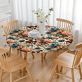 thumbnail image 3 of Pioneer Flower Floral Print Pattern Round Fitted Tablecloth with Elastic Edge,Dining Table Cover Waterproof,Outdoor Round Tablecloth for Camping,Dining,Indoor and Outdoor, 3 of 7