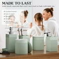 thumbnail image 2 of Bathroom Accessories Set, 6-Piece Resin Green Bathroom Set with Toothbrush Holders, Soap Dispenser, Vanity Tray, Tumbler, Cotton Swab Jars, Modern Bathroom Organizer for Small Spaces, 2 of 16