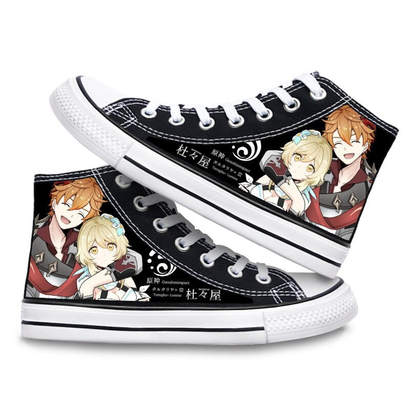 Genshin Impact Canvas Shoes High Top Sneaker 3D Print Cosplay Costume for Boys Girls Studebts Kawaii Shoes Anime Kids Gifts Walmart