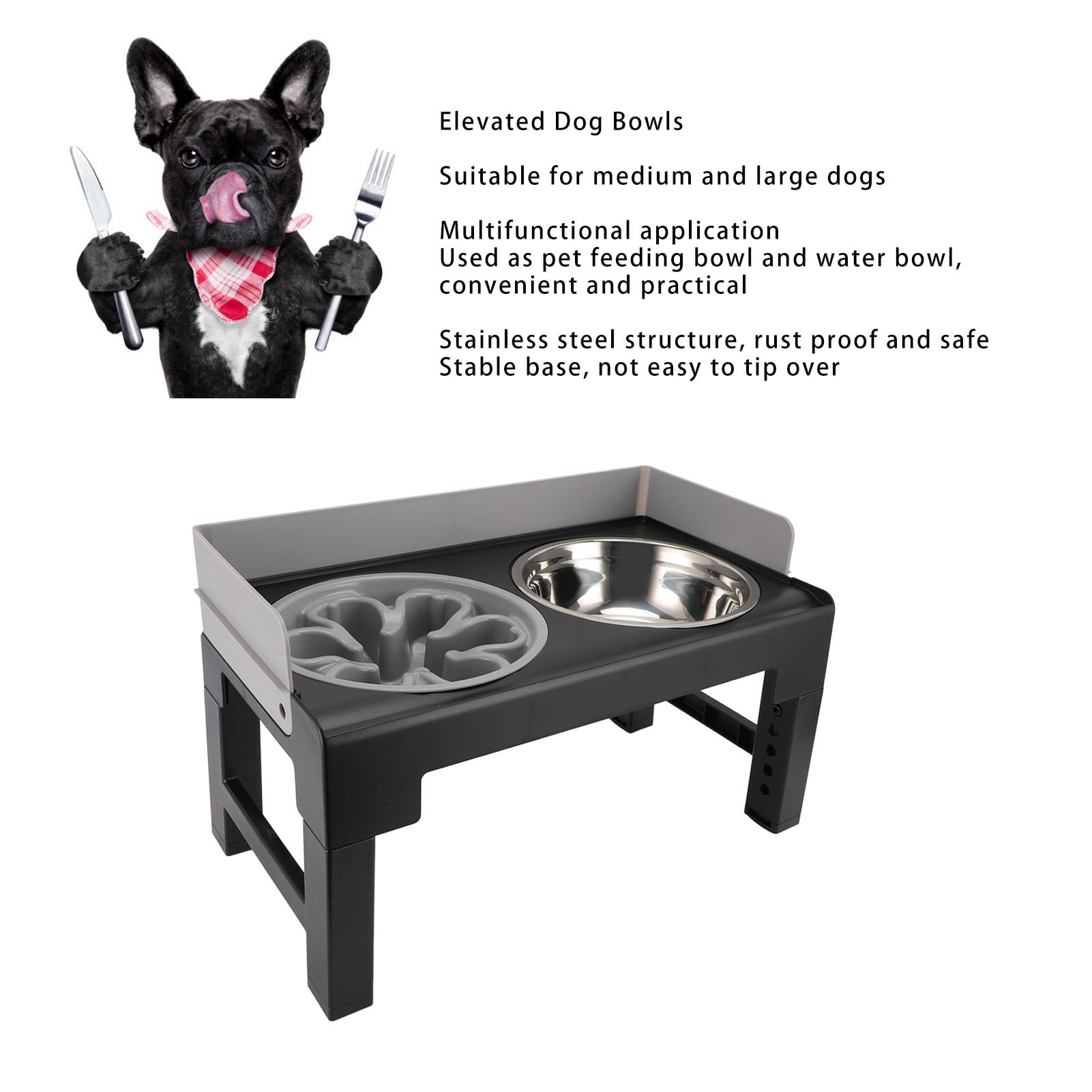 Raised Dog Food Bowls, High Baffle Stable Base Dog Feeding Bowl Reduced Neck Pressure Adjustable  For Home