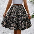 thumbnail image 4 of WTOBBY Women's Fashionable Floral Print Casual Skirt with Elastic Waist and Adjustable Strap, Versatile Half Skirt Design for Everyday Wear, Boho Chic Summer Outfits,Black L, 4 of 5