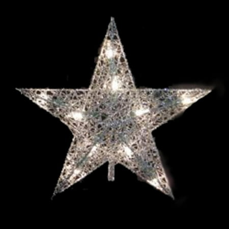 9 Lighted Silver Glittered Wire Star Christmas Tree Topper 9 Lighted Silver Glittered Wire Star Christmas Tree Topper
