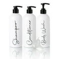 thumbnail image 1 of Alora 16oz Reusable Shampoo and Conditioner Bottles - Set of 3 - Easy to Read Labels - Pump Bottle Dispenser for Shampoo, Conditioner, Body Wash - Empty Plastic Refillable Containers for Shower, 1 of 10