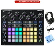 Novation Circuit Groove Box w/ Sample Import: 2-Part Synth, 4-Part Drum Machine and Seque (AMS-CIRCUIT) with 1 Year Extended Warranty, Professional Headphones & 1 Piece Micro Fiber Cloth