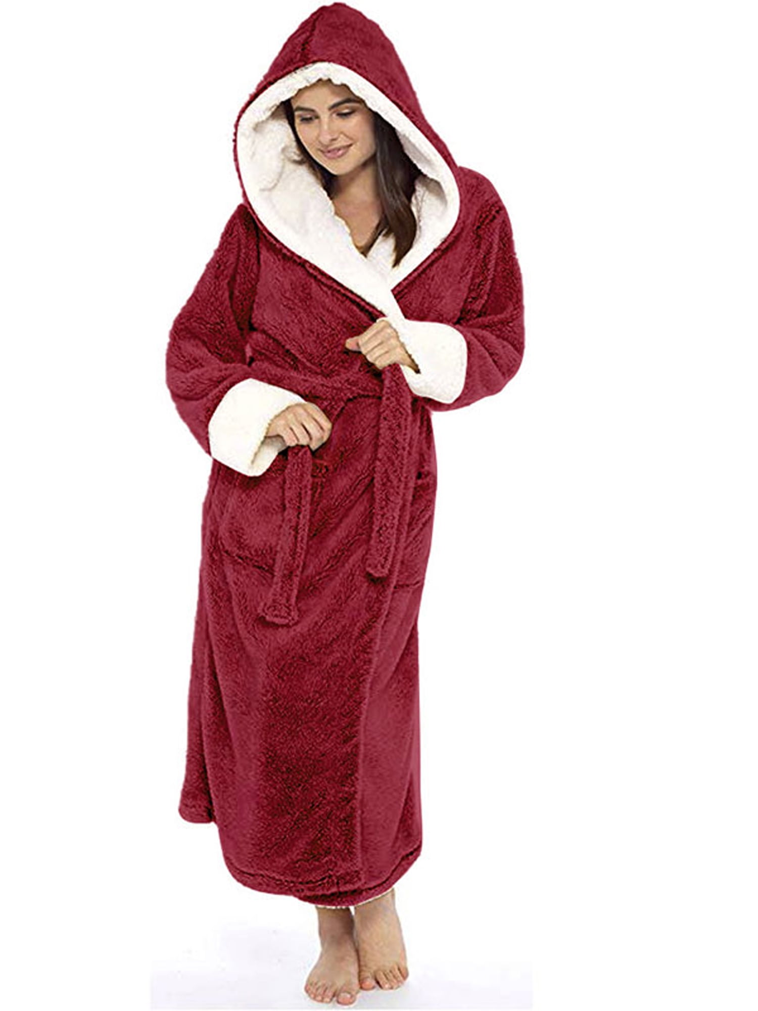 Men/'s Flannel Fleece Fluffy Plush Hooded Dressing Gown Winter Robe Sizes 3XL-5XL