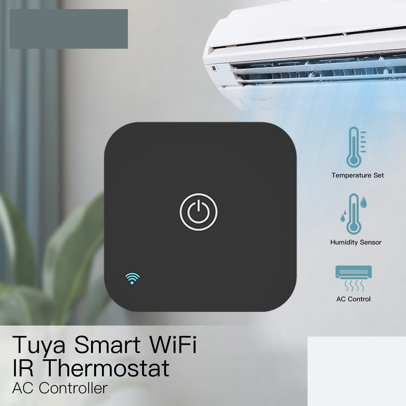 Thermostat AC Controller, Touch Button Tuya APP Wireless Temperature Humidity Sensor Voice ,Temperature calibrating
