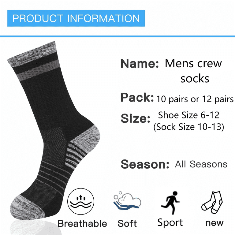 Cooplus Men's Lightweight Crew Socks 12-Pack photo 5