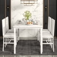 thumbnail image 5 of Cvortll 5-Piece Marble Dining Table Set with 4 Pu Leather Metal Frame Chairs for 4, 31.2"H Table, 5 of 5