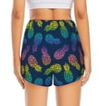 thumbnail image 3 of Picia Retro Bright Pineapple Pattern Women's 2 in 1 Athletic Running Shorts High Waisted Workout Casual Gym Sweat Shorts with Comfy Liner Zipper Pockets-Small, 3 of 9